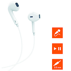 Наушники проводные GoPower GPHP01 AUX с плоской фиксацией, белые