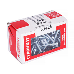 Саморез для монтажа окон с буром Стройбат, белый цинк, 3,9x25 мм (200 шт)