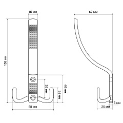 Крючок-вешалка трёхрожковый StahlBuro 212 A AB, старая бронза