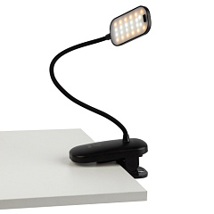Светильник настольный ЭРА NLED-525-6W-BK, аккумуляторный, на прищепке, черный