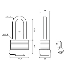 Замок навесной Palladium, 905WP-40L, всепогодный