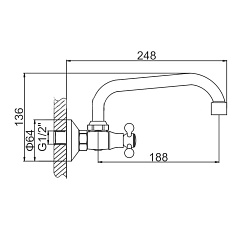 Смеситель Ledeme настенный, верхний излив, крест, керамика