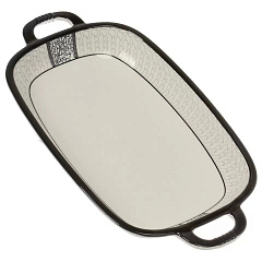 Блюдо керамика, прямоугольное, 18х33х4 см, с ручками, RasheL, R-33101