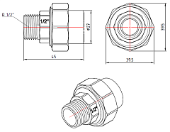Соединитель PP-R разъемный с переходом на наружную резьбу, Valtec VTp.761.0.02004, 20х1/2"