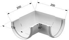 Угловой элемент желоба Docke STANDARD (Standart) пластиковый 120 мм, 90°, универсальный, белый RAL 9003