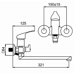 Смеситель для ванны Антей Альфа с переключателем душа и длинным изливом, хром, однорычажный (арт. 227021-ANT)