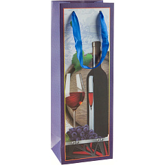 Пакет подарочный ламинированный для бутылки, Вино, 12х36х9 см