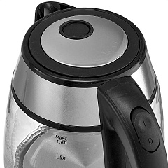 Чайник электрический Delta DL-1120, корпус из жаропропрочного стекла, 1500 Вт, 1,8 л, серебряный