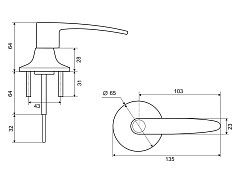 Ручка защелка Фабрика замков, 3502E, SN, ET, с замком, матовый никель