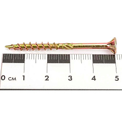 Саморез конструкционный потайной Torx по дереву, желтый цинк, 4х50 мм (200 шт)