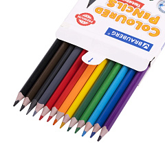 Карандаши цветные Brauberg Premium, 12 цветов + 1 чернографитный карандаш, трехгранные, грифель 3 мм, 181936