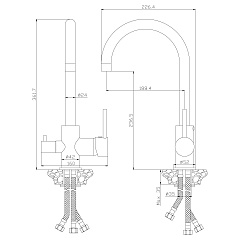 Смеситель для кухни с высоким изливом под фильтр, картридж 35 мм ROSSINKA Z35-28 