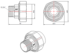 Соединитель PP-R разъемный с переходом на наружную резьбу, Valtec VTp.761.0.02505, 25х3/4"