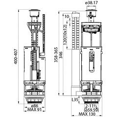 Двухуровневая водосливная арматура Iddis Optima Home, нижний подвод, Тип А, круглая резинка (F012400-01K)