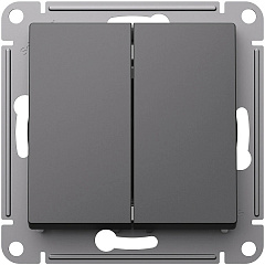 Выключатель 2-клавишный Systeme Electric AtlasDesign, базальт (ATN001451)