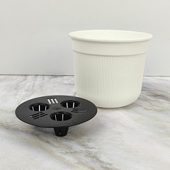 Горшок для цветов с дренажной вставкой Сканди, 2 л, белый