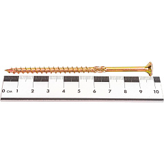 Саморез конструкционный потайной Torx по дереву, желтый цинк, 5х100 мм (10 шт)