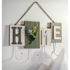Крючок Home, 32,5х20,5 см, МДФ, 4 крючка, на декоративном панно, настенный