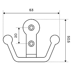 Крючок-вешалка двухрожковый StahlBuro 308 BL, матовый черный