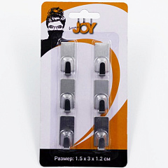 Крючки самоклеящиеся, нержавеющая сталь, прямоугольник, 6 шт