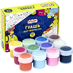 Гуашь Комус, класс, максики, 12 цветов, 10 мл