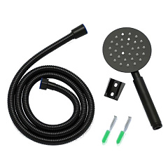 Набор для душа Aqueduc (лейка 1-режимная, шланг, держатель) черный, нержавеющая сталь