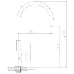 Смеситель для кухни с гибким изливом, картридж 35мм ROSSINKA Z35-35U-Black