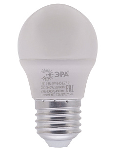 Лампа светодиодная Эра Red Line LED P45-6W-840-E27 R E27 / Е27, шар, 6 Вт, 480lm 4000К, Б0049644