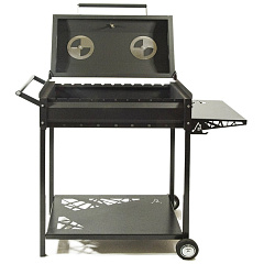 Стационарный мангал-гриль Royalgrill 80-278, 102х39х91 см, черный (с дровницей, столиком, термометром)