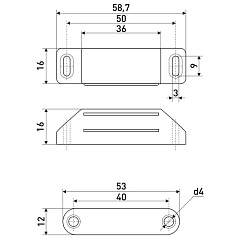 Магнит мебельный StahlBuro L-60 h-15, белый (4 шт)