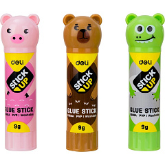 Клей-карандаш Deli, с колпачком, в форме зверька, цвет в ассортименте, 9 г