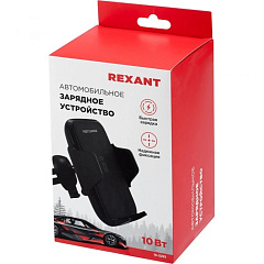 Держатель с беспроводным зарядным устройством Rexant, 10W, черный
