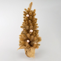 Ель искусственная с шарами, 60 см, золотой