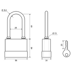 Замок навесной Palladium, всепогодный, 907WP-50L