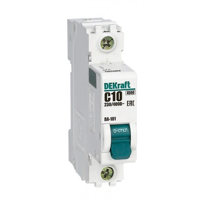Автоматический выключатель Dekraft ВА101-1P-010A-C, тип C, 1P (10А; 4,5kA), 11053DEK купить в отделе магазина Экономстрой