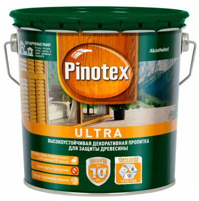 Антисептик Pinotex ULTRA с лаком белый для наружных работ  2,7л до 10 лет