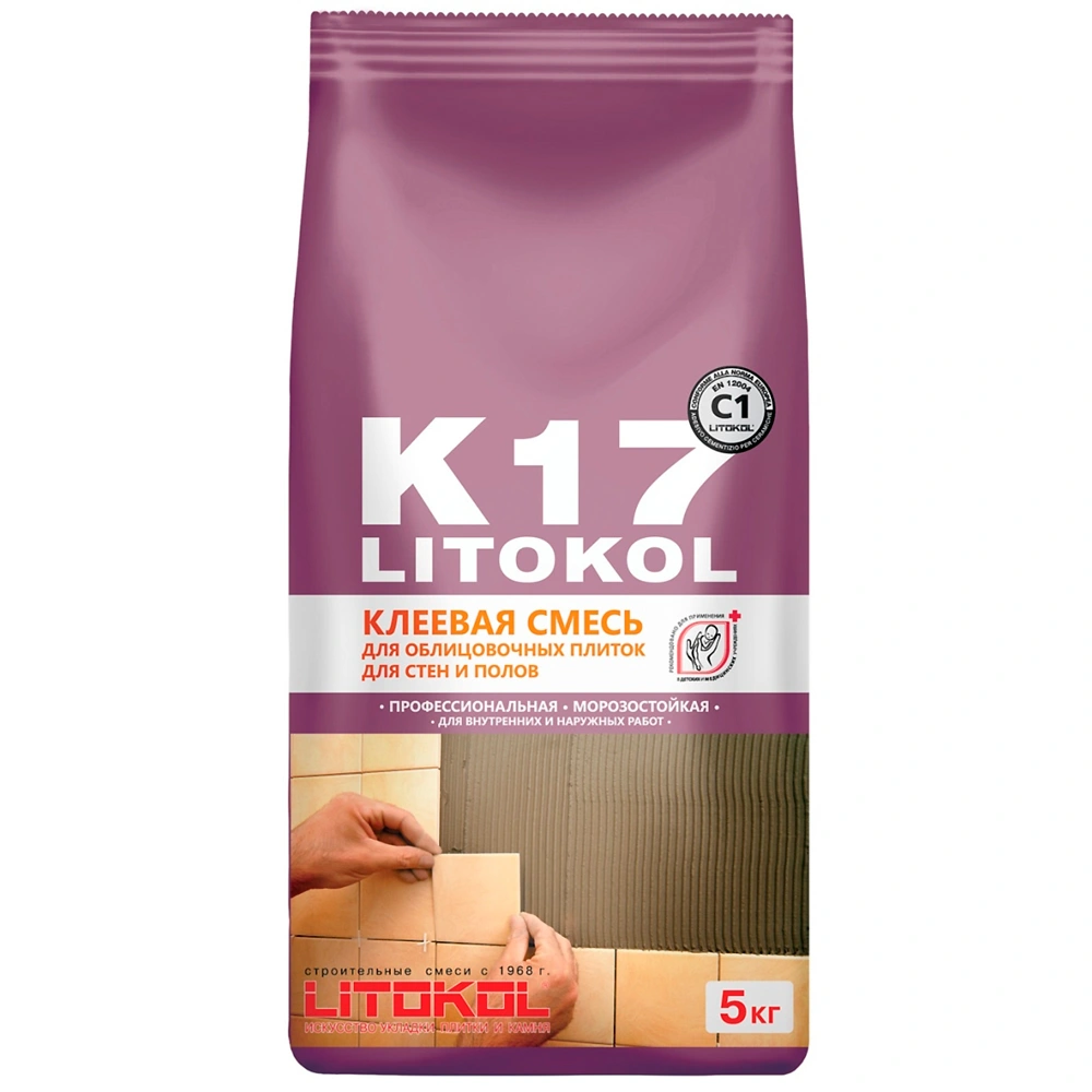 картинка Клей для плитки, камня и керамогранита Litokol K17 (класс С1), 5 кг от магазина Экономстрой