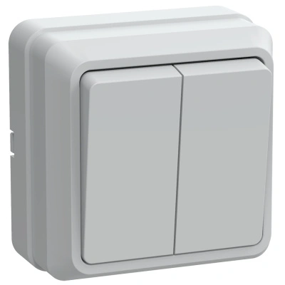 Выключатель 2 клавишный IEK, Октава, ВС20-2-0-ОБ, белый