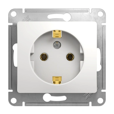 Розетка Schneider Electric, Glossa, с заземлением, белая, 2Р+E