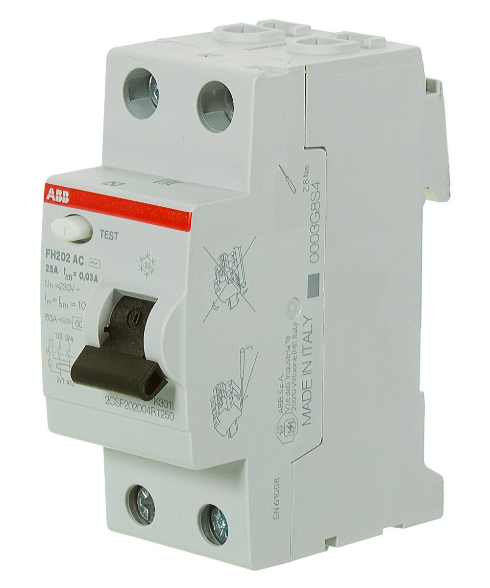 Устройство защитного отключения (УЗО) ABB FH202, 2P, 25А, 30мA, тип AC, 2CSF202004R1250 купить в отделе УЗО магазина Экономстрой