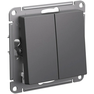 Выключатель 2-клавишный Systeme Electric AtlasDesign, базальт (ATN001451)