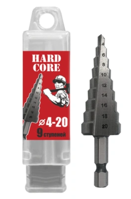 Сверло по металлу шаговое 4-20 мм, 9 ступеней, Hardcore 142420 купить в отделе магазина Экономстрой