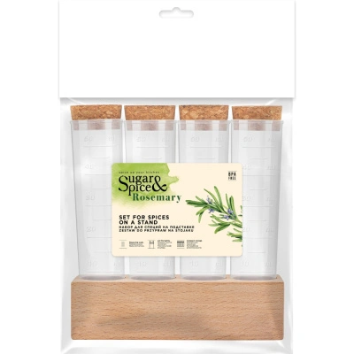 Набор для специй Sugar&Spice, Rosemary, на деревянной подставке, 4 шт