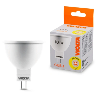 Лампа светодиодная Wolta LED MR16 25YMR16-220-10GU5.3 / GU5.3, 10 Вт, 825lm 3000K