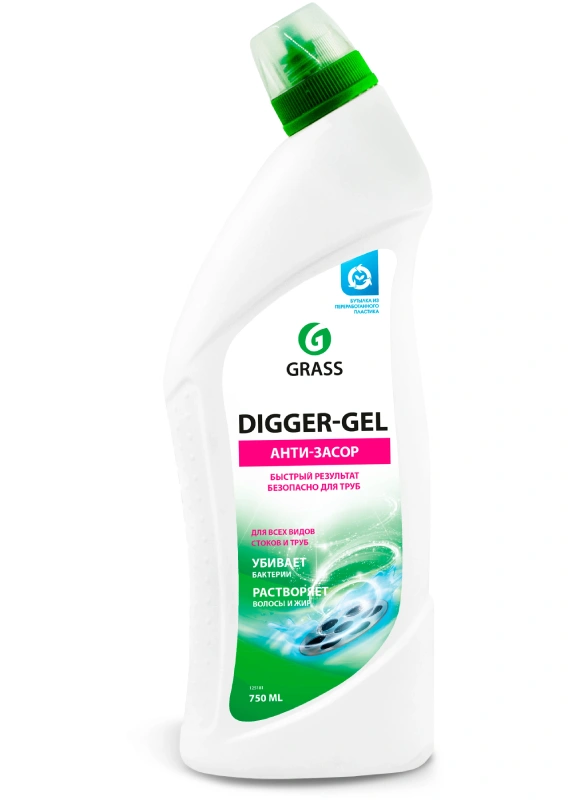Гель для чистки труб 750 мл GRASS "Digger-Gel" 125181 купить в отделе Средства от засоров магазина Экономстрой