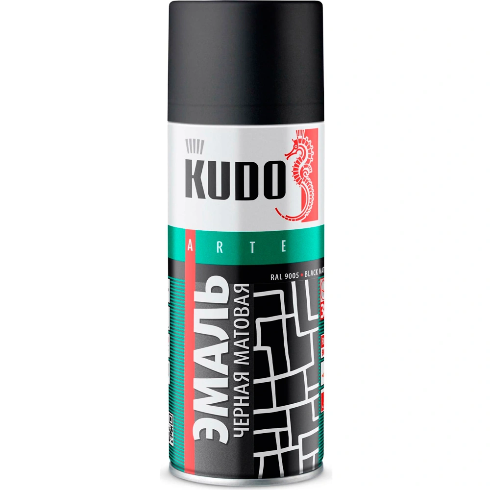 Краска аэрозольная универсальная алкидная Kudo KU-1102 (черная матовая; RAL 9005), 520 мл купить в отделе Аэрозольные магазина Экономстрой