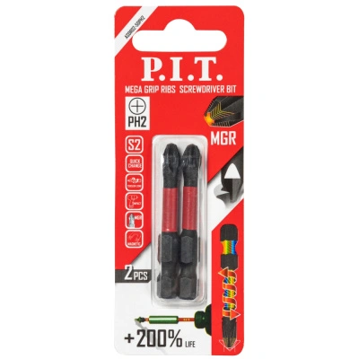 Биты ударные магнитные, PH2x50 мм, P.I.T., S2, ASDR02-50PH2 (2 шт)