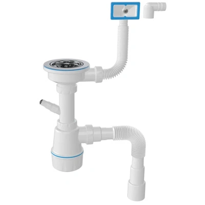 Сифон для мойки с переливом Nova, латунный винт 25 мм, гибкая труба 1 1/2" - 40/50, выпуск 3 1/2" купить в отделе магазина Экономстрой