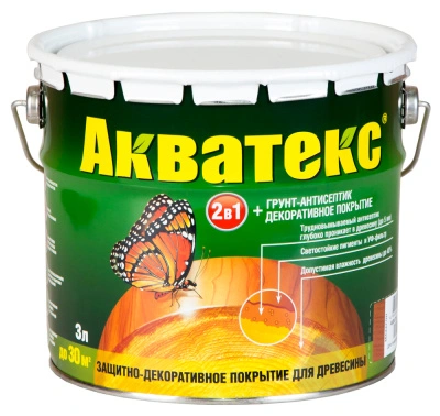 Защитно-декоративное покрытие для древесины АКВАТЕКС, орех, 3 л
