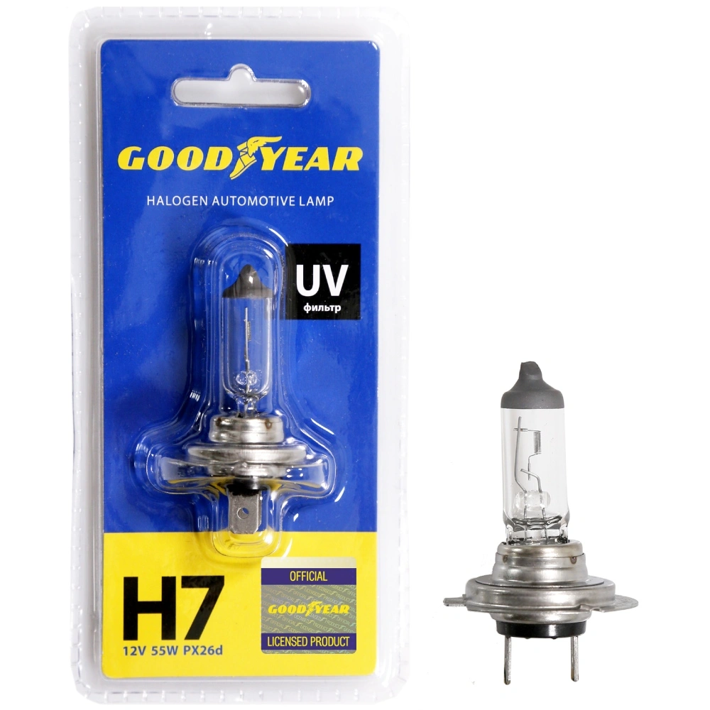Лампа автомобильная галогенная Goodyear Н7 12V 55W PX26d, GY017120 купить в отделе Автолампы магазина Экономстрой